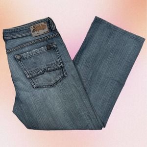 Buffalo David Bitton 34x28 Faded Distressed Y2K Denim Medium Wash Jeans Relaxed